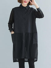 Loose Solid Color Splicing Shirt Dress